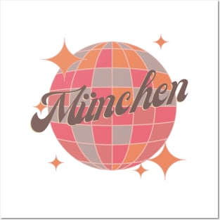 Munich Germany City Retro Vintage Dance pink Design Posters and Art